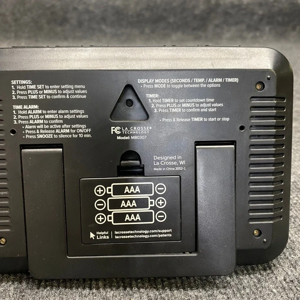 La Crosse Technology M80307 Digital Alarm Clock Timer Temperature Black LCD